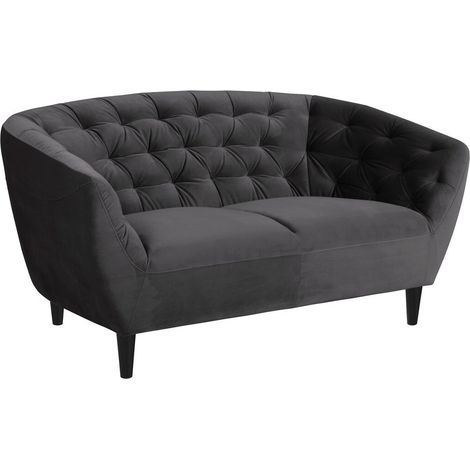 Sofá chesterfield Norsica 260, Gris oscuro, 150x84x78cm, Tapiz, Patas: Madera, Parcialmente montado