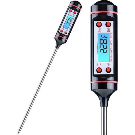 Thermomètre Numérique pour Aliments à la Viande - Température de Lecture Instantanée - Écran LCD - Sonde Longue-Ensoleillé (1/5)