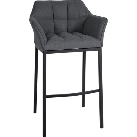 Taburete de Bar Damaso con Fieltro y Base de Cuatro Patas Gris Negro