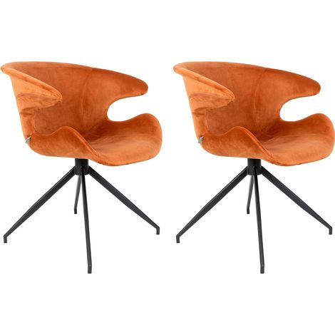 Lot de 2 chaises design en tissu orange - LUMIA