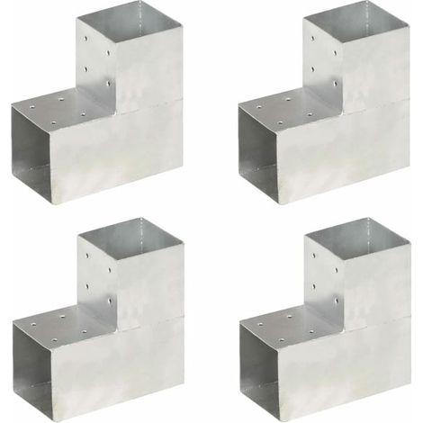 Connecteur de poteau en L 101 mm, raccord d'angle pour 2 poutres en bois 10 x 10 cm, métal galvanisé à chaud, résistant à la rouille, pour carport, auvent et pergola (1/5)