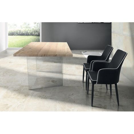 ANSON - tavolo da pranzo moderno in vetro rovere impiallacciato (1/2)