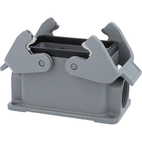 HARTING Han 10B Embase à monter en saillie bas, 2xM25 sortie de câble latérale, avec 2 étriers transversaux Presse-étoupe M25 Plage de serrage 9,0 mm - 17,0 mm - 1 Stück (1/3)