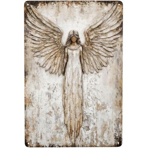 Plaque murale en métal style rétro ailes d'ange ange gardien décoration murale rustique pour la maison SSSSSSSSS SS (1/5)