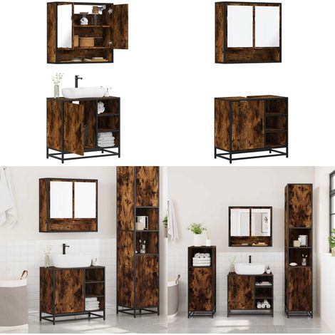 vidaXL 2-tlg. Badmöbel-Set Räuchereiche Holzwerkstoff (1/5)