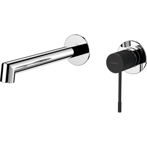 SOLARIS Mitigeur de lavabo mural 2 trous, chrome/noir mat (1/2)