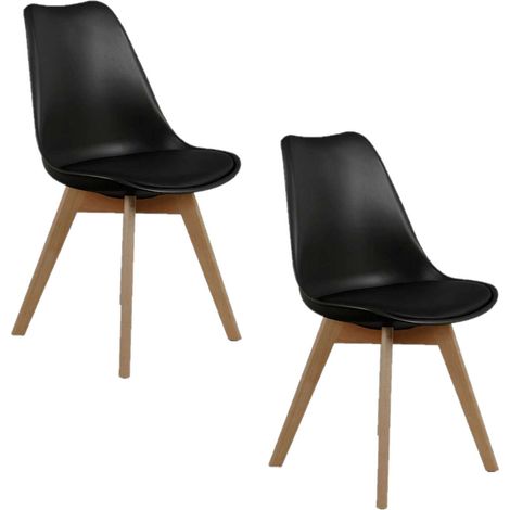 Lot de 2 chaises design scandinave avec coussin rembourré (1/5)