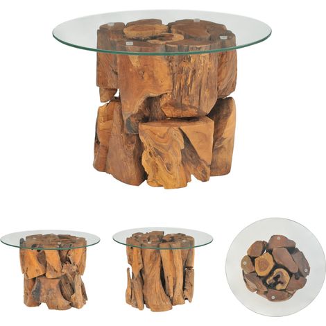The Living Store - Couchtisch Massivholz Teak Treibholz 60 cm (1/5)