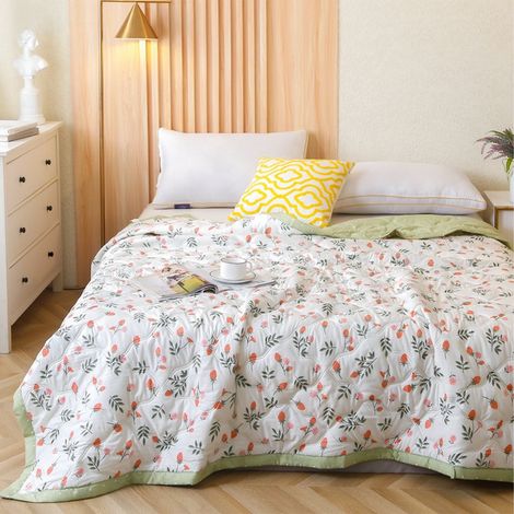 Couette D'Été - 150 x 200 cm - Tissu Lavé À L'Eau - 98 % Polyester 2 % Coton - Pour Chambre Climatisée Et Dortoir - 1 Pièce (1/3)