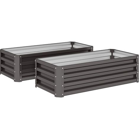 2er-Set Hochbeete aus Metall, offener Boden, 110 x 50 x 30 cm, Dunkelgrau, MODENUIT (1/4)