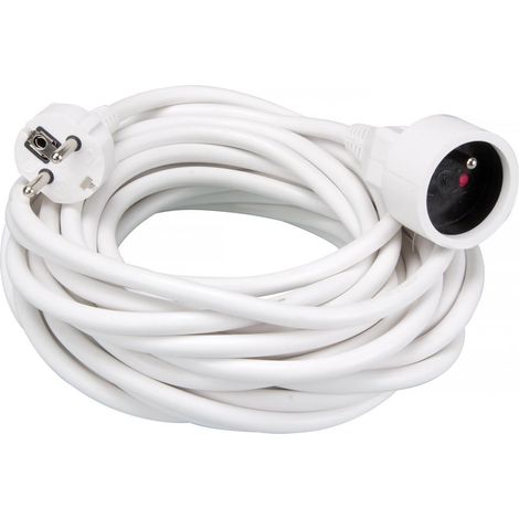CAVO DI PROLUNGA - 10 m - BIANCO - 3G1,5 - PRESA FRANCESE (1/3)
