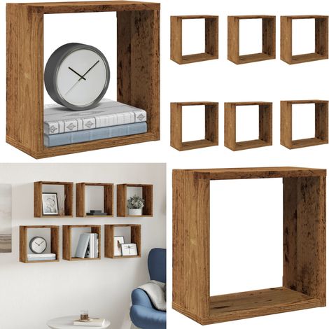 vidaXL Würfel-Wandregale 6 Stk. Altholz-Optik 30x15x30 Holzwerkstoff (1/5)