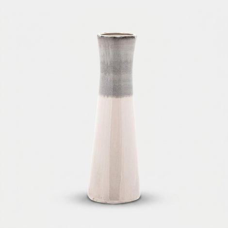 Vase en céramique beige gris 10x30cm Bali (1/2)