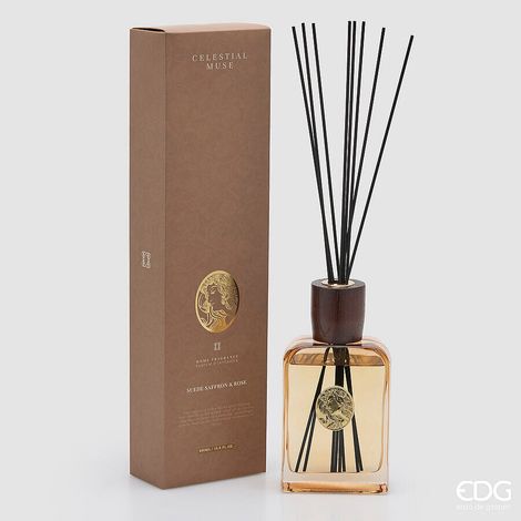 EDG Enzo De Gasperi Profumatore Ambiente Bottiglia Diva 490 ml Zafferano, Rosa, Patchouli– Diffusore Fragranza Design Elegante