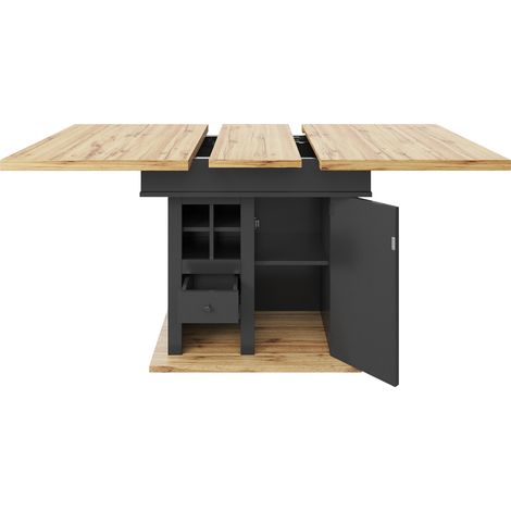 Mesa extensible de comedor 110-140 x 80 cm MDF y metal, negra, para 4-6 personas (1/5)