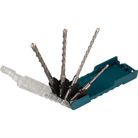 Juego de brocas SDS-Plus TCT de 4 piezas Makita E-14249, para taladrado en hormigón, alta durabilidad y precisión, ideal para uso profesional, color plateado