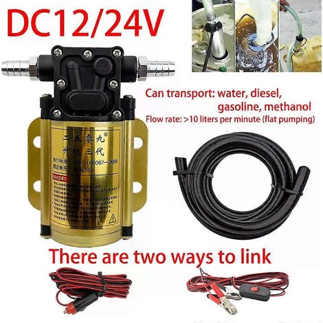Tragbare 12V/24V-Elektro-Benzin-/Dieselpumpe mit 2 m Schlauch und 4 m Stromkabel, Hochleistungs-Universal-Selbstansaugpumpe, Betankungsgerät – JXLGV (1/4)