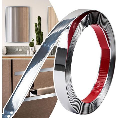 Bordo decorativo, striscia decorativa autoadesiva per porte, finestre, specchi flessibili, armadi e cornici (argento, 2 cm x 6 m) (1/5)