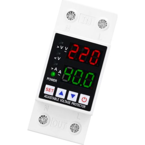 Disjoncteur automatique réarmable affichage double protecteur tension réglable surtension sous-tension surintensité relais domestique intelligent (1/5)
