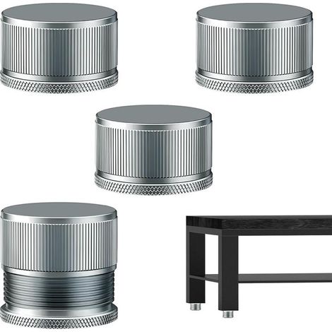 Pied de Meuble, Pieds réglable en Hauteur, Pieds Meuble en Métal, Hauteur réglable 2,3 à 3,9 cm Pied de Meubles, Tables Basses, 4 pièces, Gris (1/5)