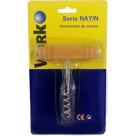 WURKO sacacorchos mango madera nayin , SACACORCHOS MANGO MADERA NAYIN - Este sacacorchos tradicional  tiene un mango de madera hecho a mano. -El mango está unido a una sólida pieza