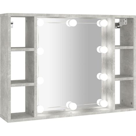 Armario con espejo e iluminación LED 76 x 15 x 55 cm gris 020006675 (1/5)