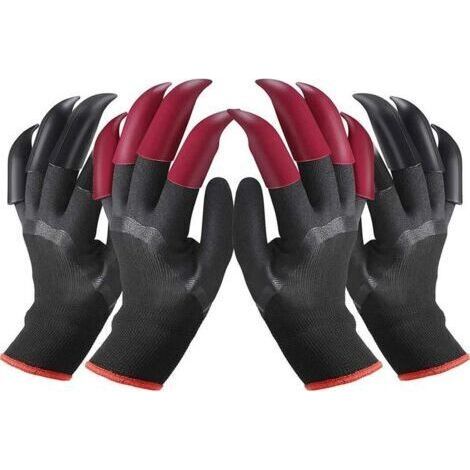 ALLIANDIS2 paires de gants de jardinage imperméables, taille 2611 cm, avec 8 griffes rouges/noires chacune, adaptées au creusement, au travail et au labeur à la ferme (1/5)