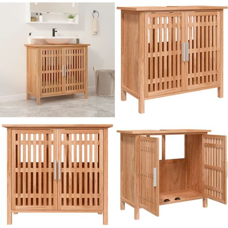 Mobile Lavabo da Bagno 66x29x61,5cm Legno Massello di Noce - Lavabo in legno - Armadietto da bagno