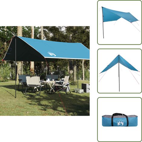 The Living Store Tarp Blau 430x380x210 cm Wasserdicht - Outdoorzelt - Campingzubehör - Wasserdichte Plane - Wanderzelt - Leichte Plane (1/5)