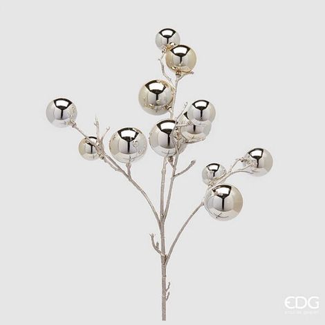DECORAZIONE NATALIZIA, RAMO CON PALLINE, H53CM, ORO CHIARO, NATALE, ADDOBBI DI NATALE