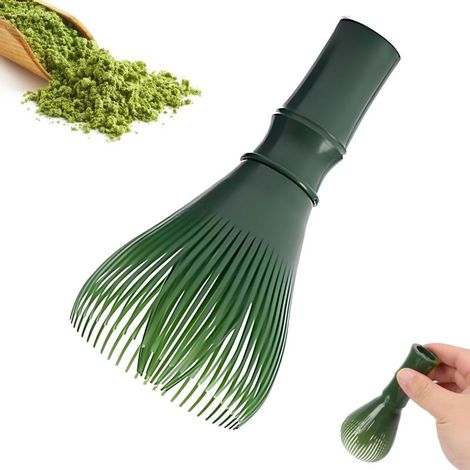 Mélangeur à matcha réutilisable en résine (vert), facile à nettoyer, mousse de matcha idéale pour les amateurs de thé vert. (1/5)