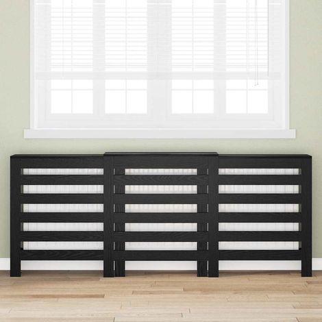 Heizkörperabdeckung Schwarz Eichen-Optik 205 x 21,5 x 83,5 cm