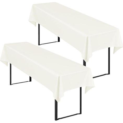 2er-Pack Tischdecken für Bierzeltgarnitur, 250x100 cm, Elfenbein, waschbar