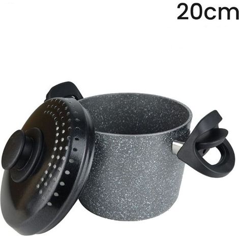 TRADE SHOP - Pentola Cuocipasta Antiaderente Con Coperchio Forato Per Piano A Induzione Da ø16-20cm - -diametro 20cm -