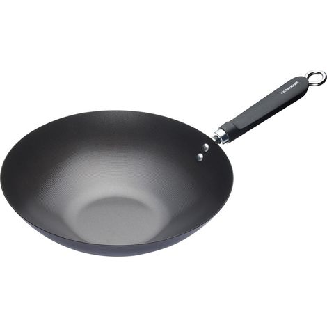 WORLD OF FLAVORS Wok orientale, acciaio, grigio, 30 cm