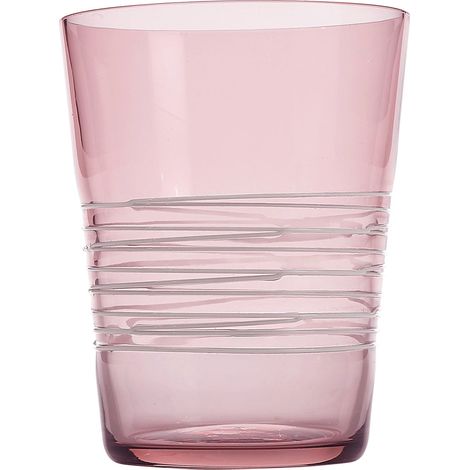 Set 6 Bicchieri Filante Tumbler in Vetro Colorato Ametista con Decorazioni a Mano in Filo Bianco, Design Elegante e Resistente per Tavola Moderna