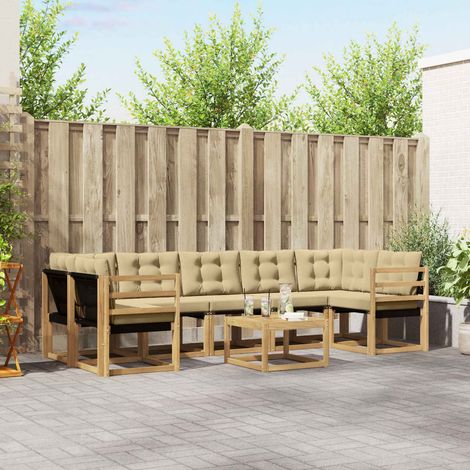 vidaXL Ensemble de canapés d'extérieur 8 pc Blanc et Beige