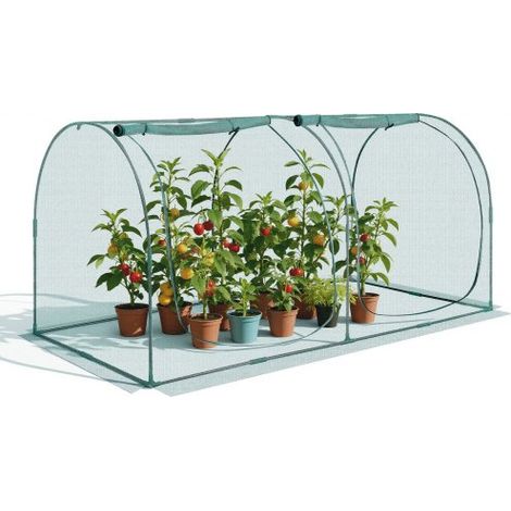 Jaula protectora para cultivos, con puerta con cremallera, resistente al viento, cubierta para bancales elevados exteriores con estructura, para jardín, patio y césped, 2489 x 1200 x 1200 mm (1/5)