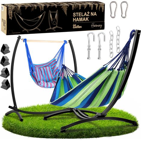 Amaca con struttura, supporto da giardino per due persone, sedia brasiliana fino a 250 kg (1/5)