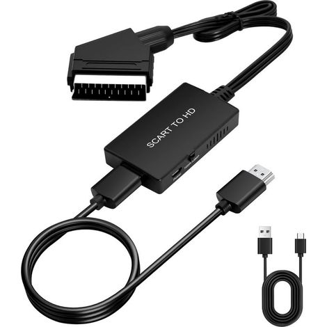 Adaptateur péritel vers HDTV, convertisseur audio vidéo HD 1080p avec câble HDTV, pour HDTV, STB, VHS, Sky, DVD, Blu-ray, etc (1/5)