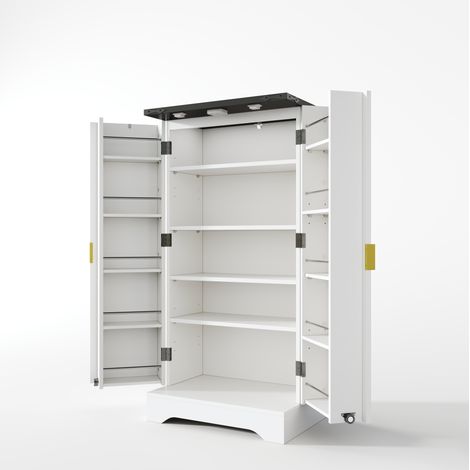 Mobile dispensa alto da cucina con luce LED e portaspezie, bianco, 120 x 60,5 x 40 cm (1/5)