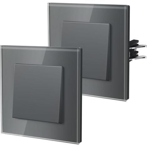 Interrupteur Mural, Interrupteur Va Et Vient Avec Griffes, Verre Interrupteur Lampe De Chevet, 1 Gang 1Way, 86mm, Gris (1/4)