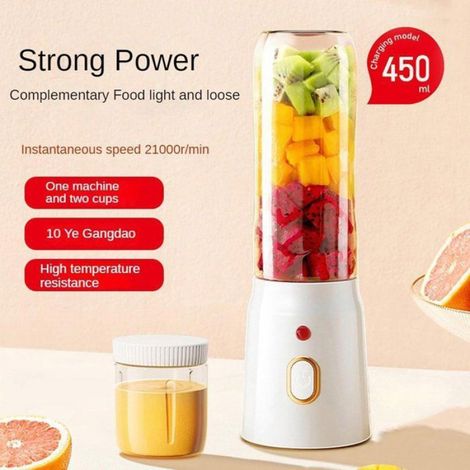 Blender portable, mug de voyage de 440 ml avec couvercle et couteau en acier à 10 lames pour préparer des milkshakes et des (1/5)