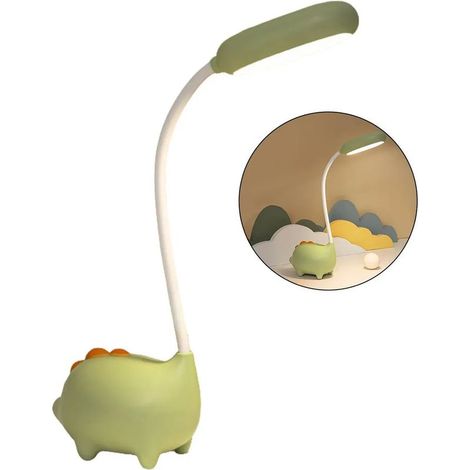 Lampe de bureau rechargeable pour enfants, à intensité variable, lampe de lecture à pince, interface USB, lampe de chevet, verte (1/3)