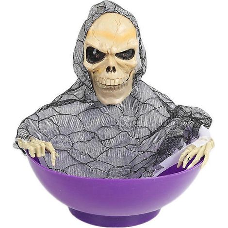 Bol à bonbons d'Halloween, plateau à fruits électrique, accessoires de fête hantée, bol pour la chasse aux bonbons, décoration de fête d'Halloween (1/5)