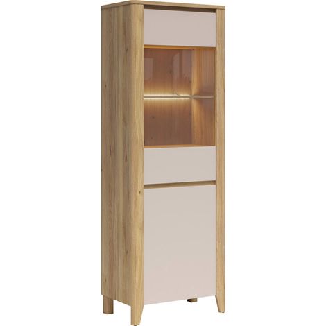 Vitrine 2 portes LED inclus Samara Bois et Cachemire (1/4)