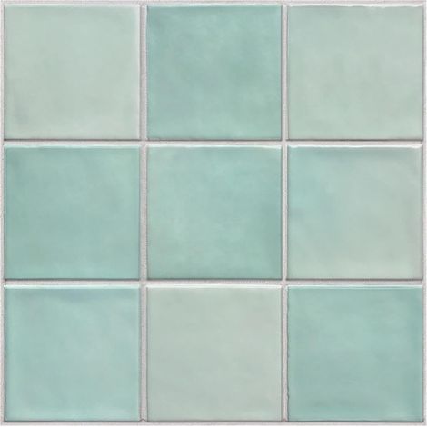 JSSEVN - Adhesive Tiles 12Pcs Square Peel and Stick Wall Tiles in Light Teal Ceramic Style - PVC, 30 x 30 cm (Light Teal Green, 12PCS) (1/5)