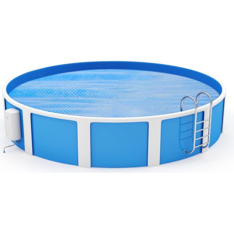 SWANEW Copertura per piscina a bolle solari rotonda Ø 3.8 m blu protezione copertura piscina riscaldamento (1/5)