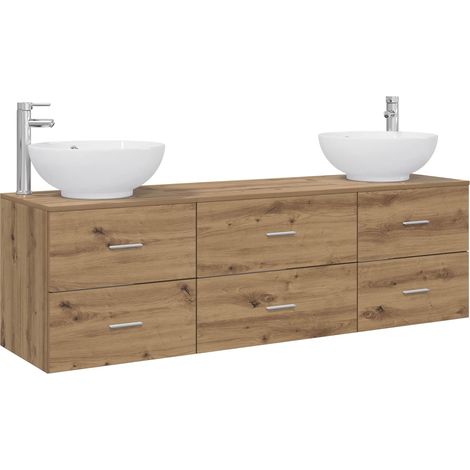 Bathroom Furniture Set 3 pcs Artisan Oak 49.5 x 44.5 x 65 cm vidaXL (1/5)