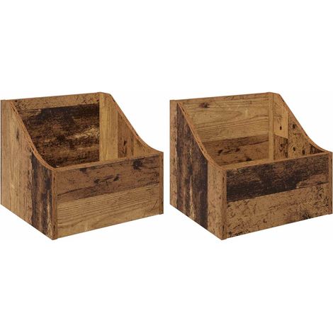 Caja de discos LP 2 uds. Madera envejecida 37 x 33 x 32 cm vidaXL (1/5)